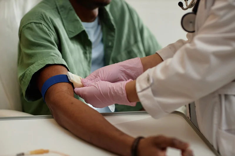 having a blood test